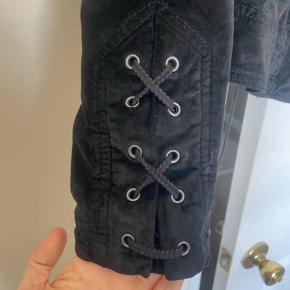 Free People Lacey Velvet Moto Jacket with Lace Detail - Picture 5 of 8